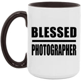 Blessed Photographer - 15oz Accent Mug Black