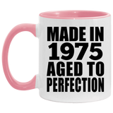 49th Birthday Made In 1975 Aged to Perfection - 11oz Accent Mug Pink
