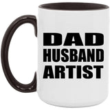 Dad Husband Artist - 15oz Accent Mug Black