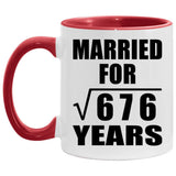 26th Anniversary Married For Square Root of 676 Years - 11oz Accent Mug Red