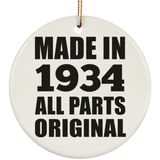 90th Birthday Made in 1934 All Parts Original - Circle Ornament