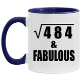 22nd Birthday Square Root of 484 & Fabulous - 11oz Accent Mug Purple