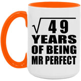 7th Anniversary Square Root of 49 Years of Mr Perfect - 15oz Accent Mug Orange