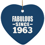 61st Birthday Fabulous Since 1963 - Heart Ornament
