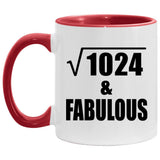 32nd Birthday Square Root of 1024 & Fabulous - 11oz Accent Mug Red