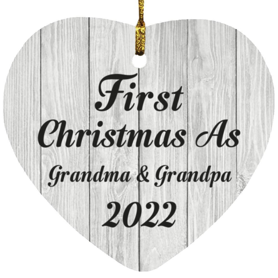 First Christmas As Grandma & Grandpa 2022 - Heart Ornament F