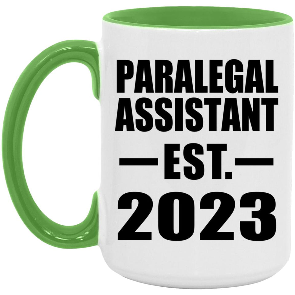 Paralegal Assistant Established EST. 2023 - 15oz Accent Mug Green