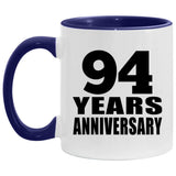 94th Anniversary 94 Years - 11oz Accent Mug Purple