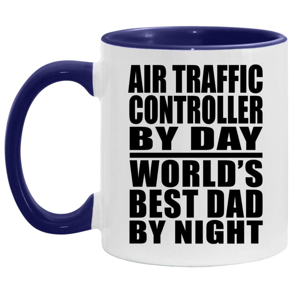 Air Traffic Controller By Day World's Best Dad By Night - 11oz Accent Mug Purple