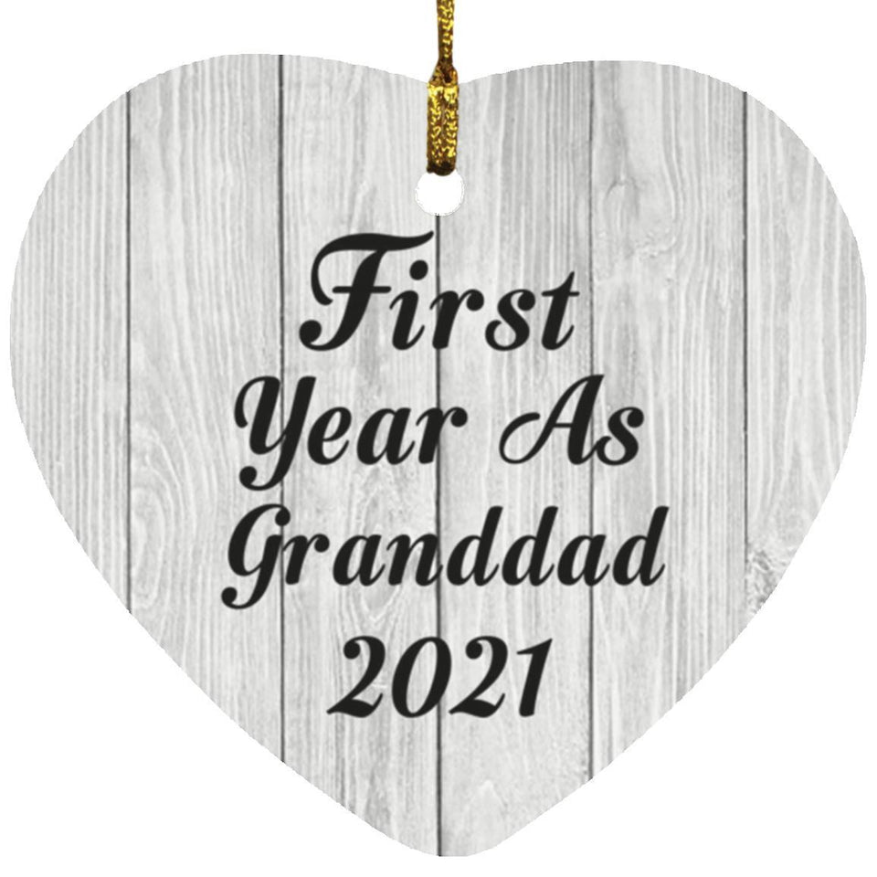 First Year As Granddad 2021 - Heart Ornament F