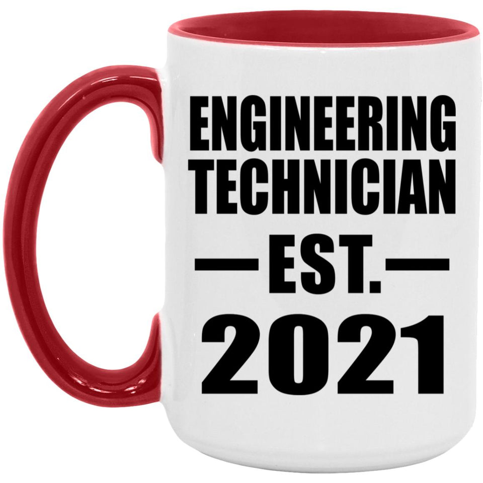 Engineering Technician Established EST. 2021 - 15oz Accent Mug Red