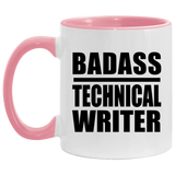 Badass Technical Writer - 11oz Accent Mug Pink