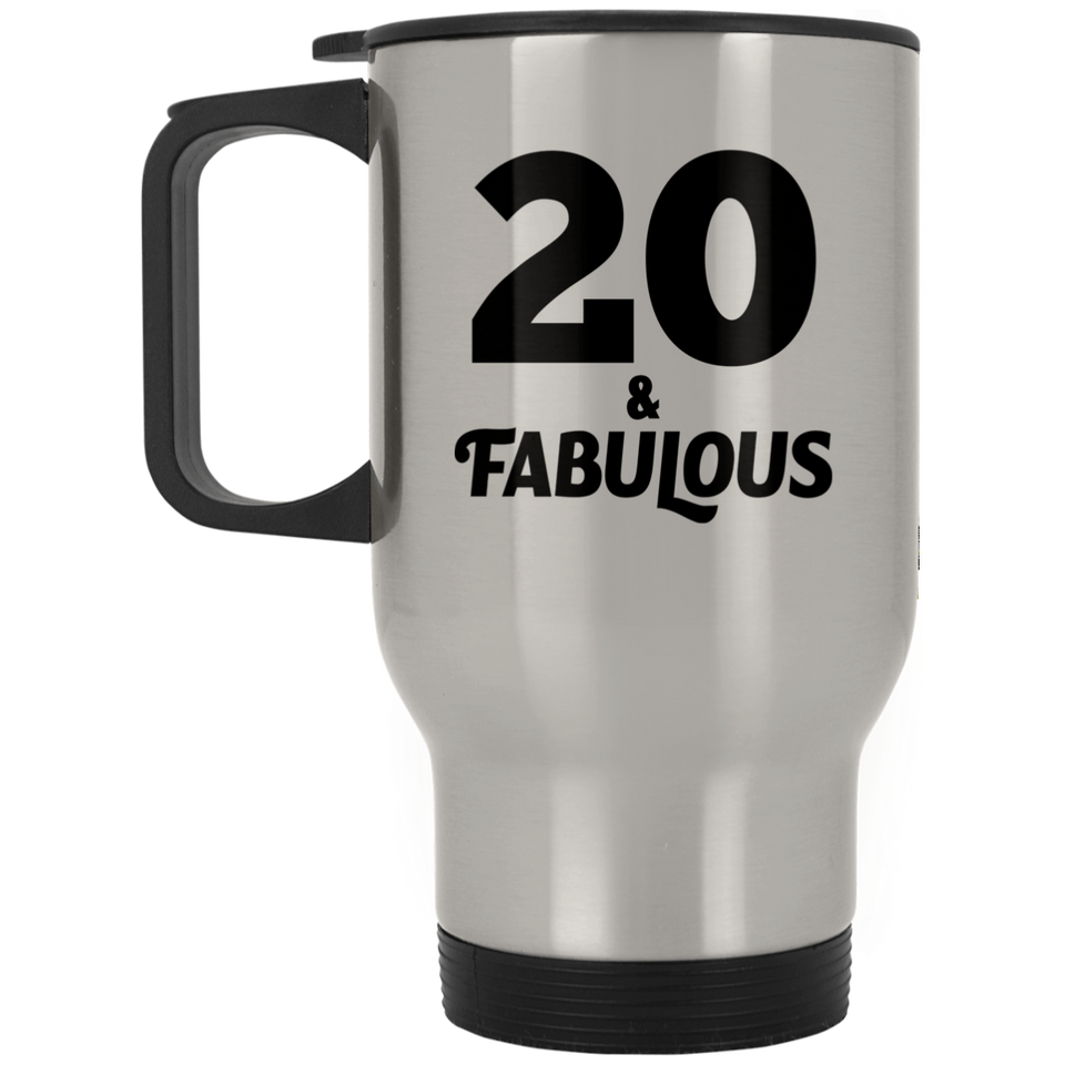 20th Birthday 20 & Fabulous - Silver Travel Mug