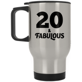 20th Birthday 20 & Fabulous - Silver Travel Mug