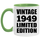 75th Birthday Vintage 1949 Limited Edition - 11oz Accent Mug Green
