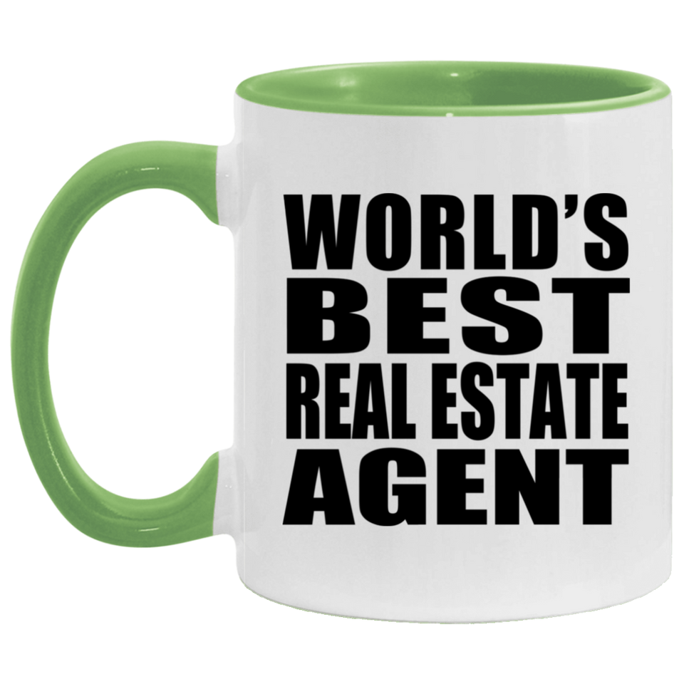 World's Best Real Estate Agent - 11oz Accent Mug Green
