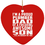 Proud Plumber Dad Of Awesome Son - Heart Ornament