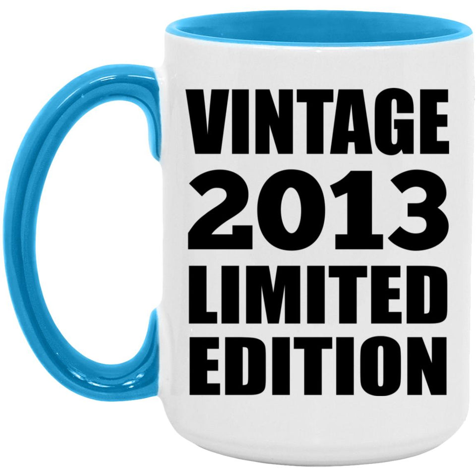 11th Birthday Vintage 2013 Limited Edition - 15oz Accent Mug Blue