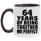 64th Anniversary 64 Years Of Being Mr Perfect - 11oz Accent Mug Black