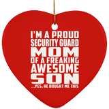 Proud Security Guard Mom Of Awesome Son - Heart Ornament