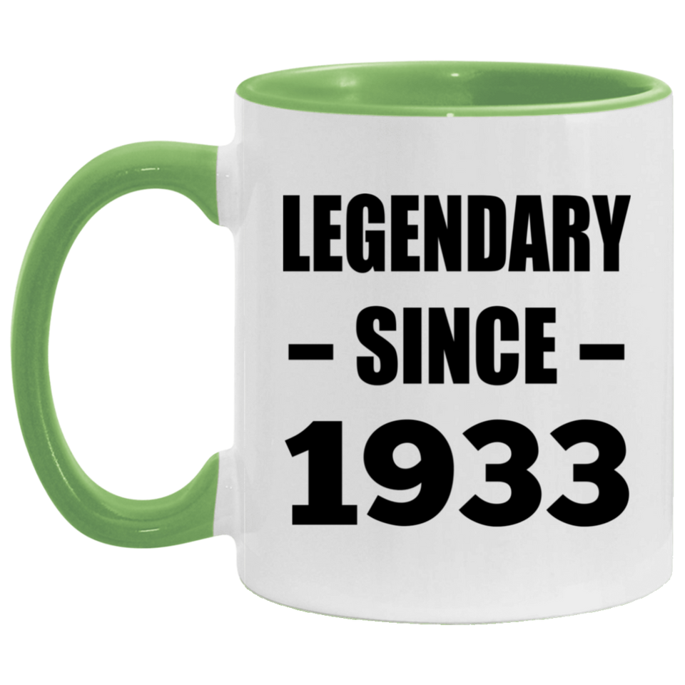 91st Birthday Legendary Since 1933 - 11oz Accent Mug Green