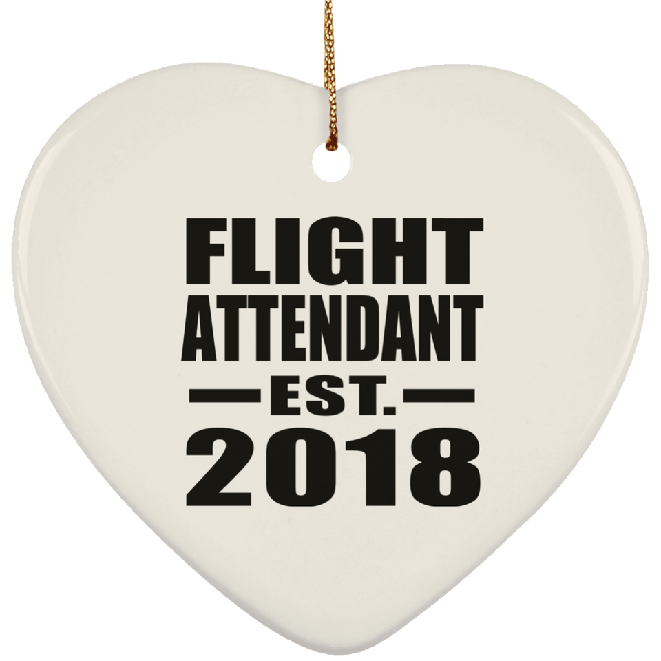 Flight Attendant Established EST. 2018 - Heart Ornament