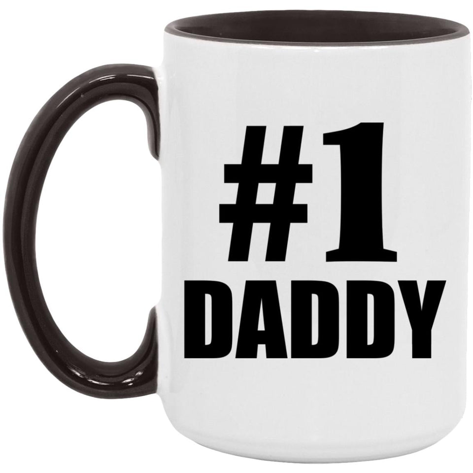 Number One #1 Daddy - 15oz Accent Mug Black