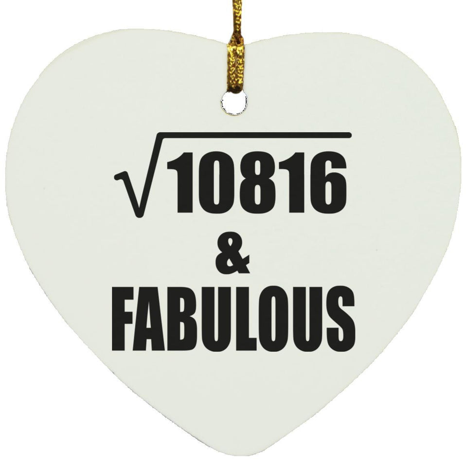 104th Birthday Square Root of 10816 & Fabulous - Heart Ornament