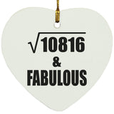 104th Birthday Square Root of 10816 & Fabulous - Heart Ornament