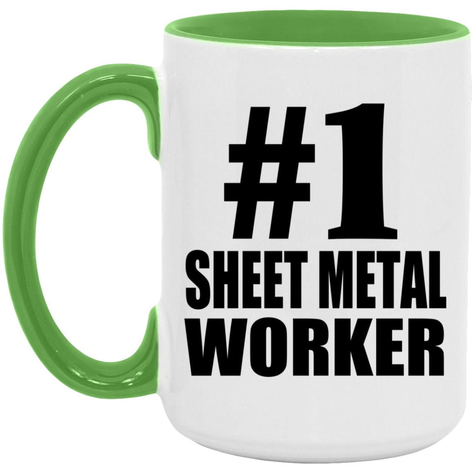 Number One #1 Sheet Metal Worker - 15oz Accent Mug Green