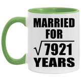 89th Anniversary Married For Square Root of 7921 Years - 11oz Accent Mug Green