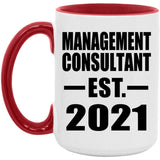 Management Consultant Established EST. 2021 - 15oz Accent Mug Red