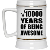 100th Birthday Square Root of 10000 Years of Being Awesome - Beer Stein