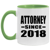 Attorney Since 2018 - 11oz Accent Mug Green