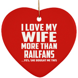 I Love My Wife More Than Railfans - Heart Ornament