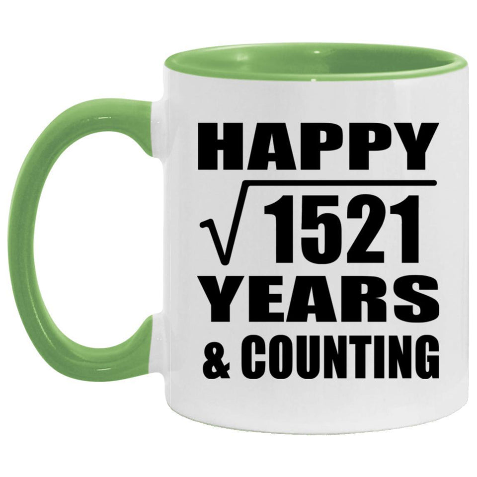 Happy 39th Anniversary Square Root of 1521 Years & Counting - 11oz Accent Mug Green