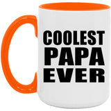 Coolest Papa (Grandpa) Ever - 15oz Accent Mug Orange