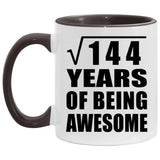 12th Birthday Square Root of 144 Years of Being Awesome - 11oz Accent Mug Black