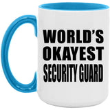 World's Okayest Security Guard - 15oz Accent Mug Blue