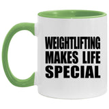 Weightlifting Makes Life Special - 11oz Accent Mug Green