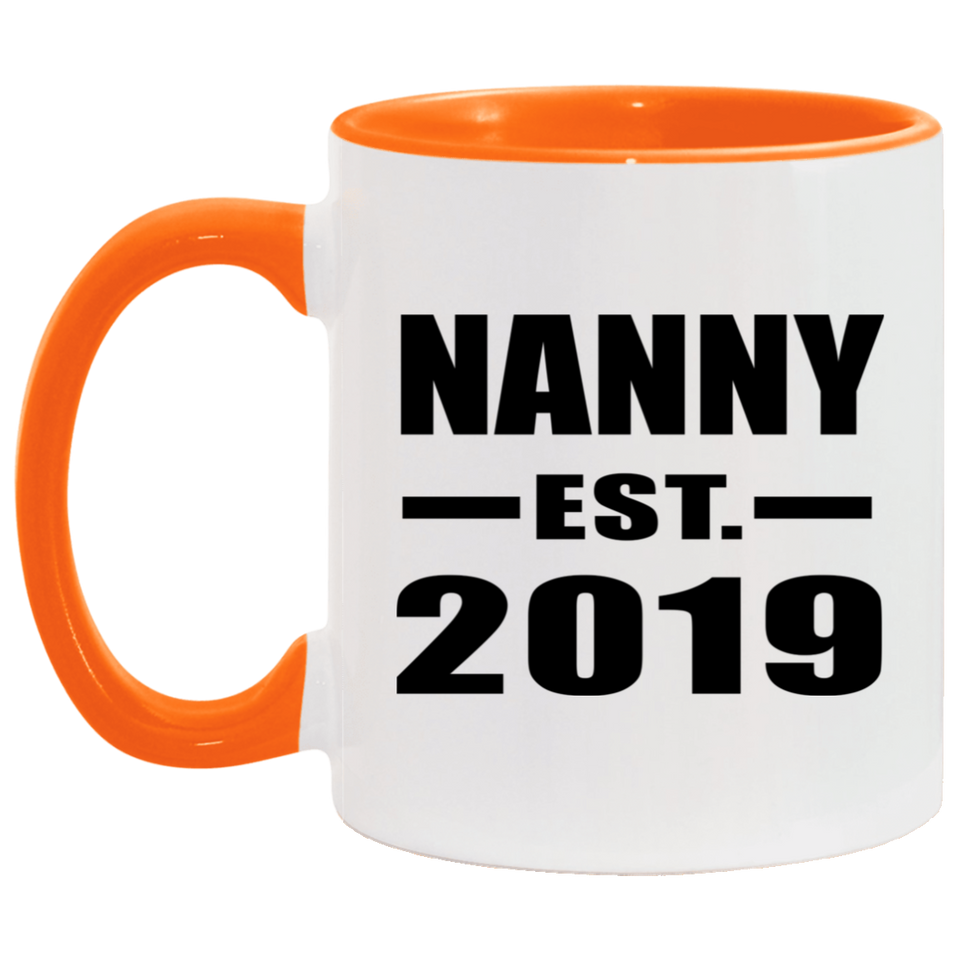 Nanny Established EST. 2019 - 11oz Accent Mug Orange