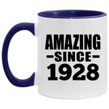 96th Birthday Amazing Since 1928 - 11oz Accent Mug Purple