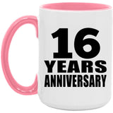 16th Anniversary 16 Years Anniversary - 15oz Accent Mug Pink