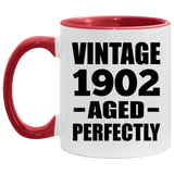 122nd Birthday Vintage 1902 Aged Perfectly - 11oz Accent Mug Red