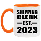 Shipping Clerk Established EST. 2023 - 11oz Accent Mug Orange