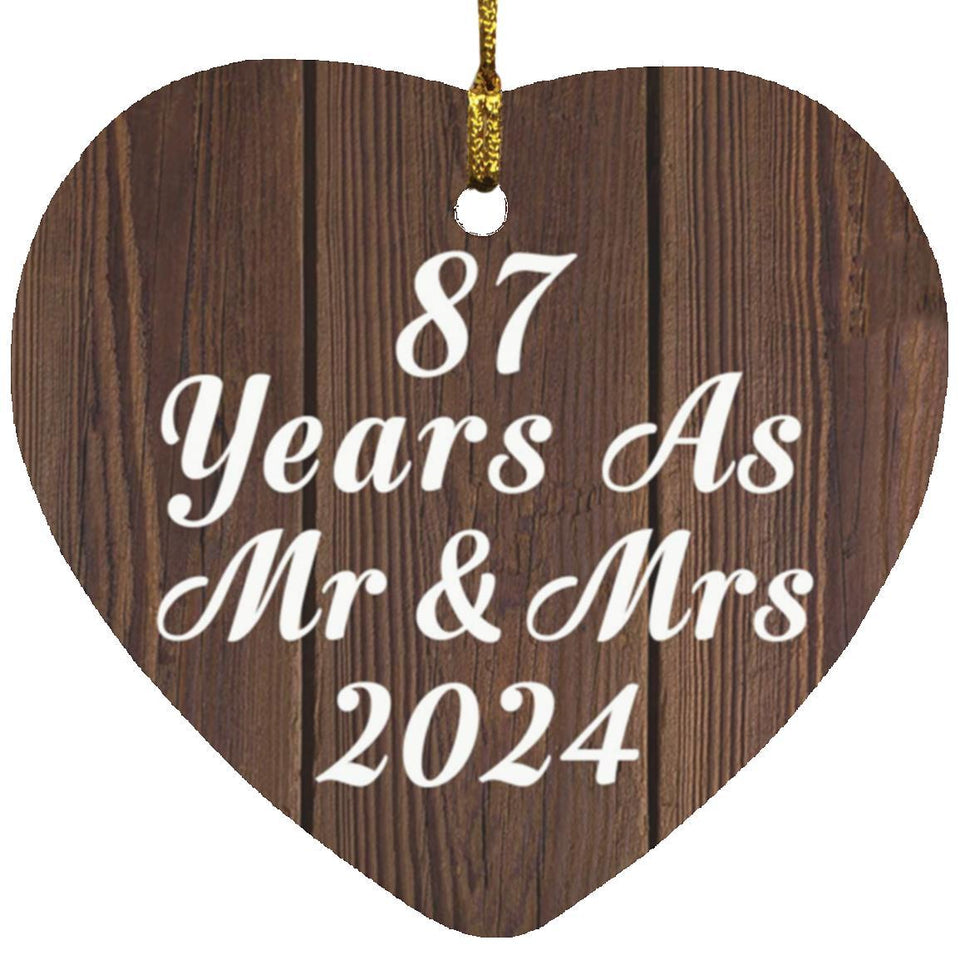 87th Anniversary 87 Years As Mr & Mrs 2024 - Heart Ornament D
