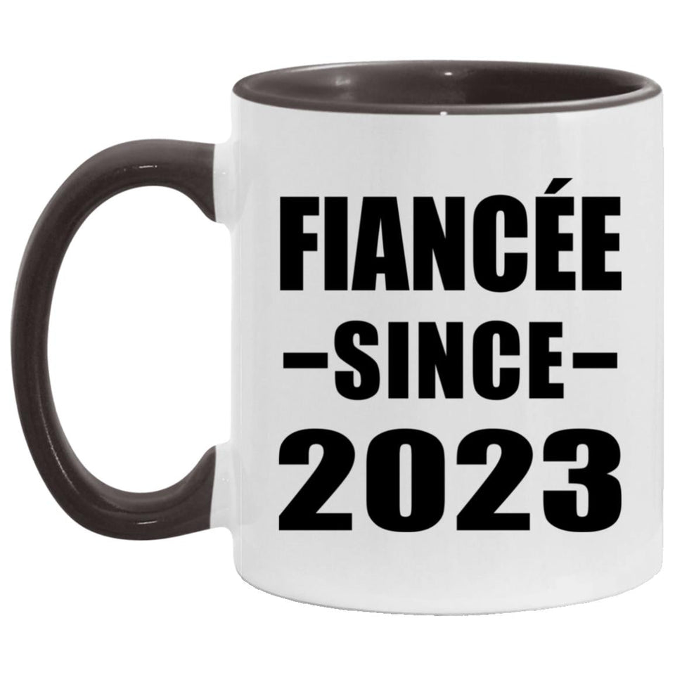 Fiancee Since 2023 - 11oz Accent Mug Black