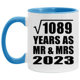 33rd Anniversary Square Root of 1089 Years As Mr & Mrs 2023 - 11oz Accent Mug Blue