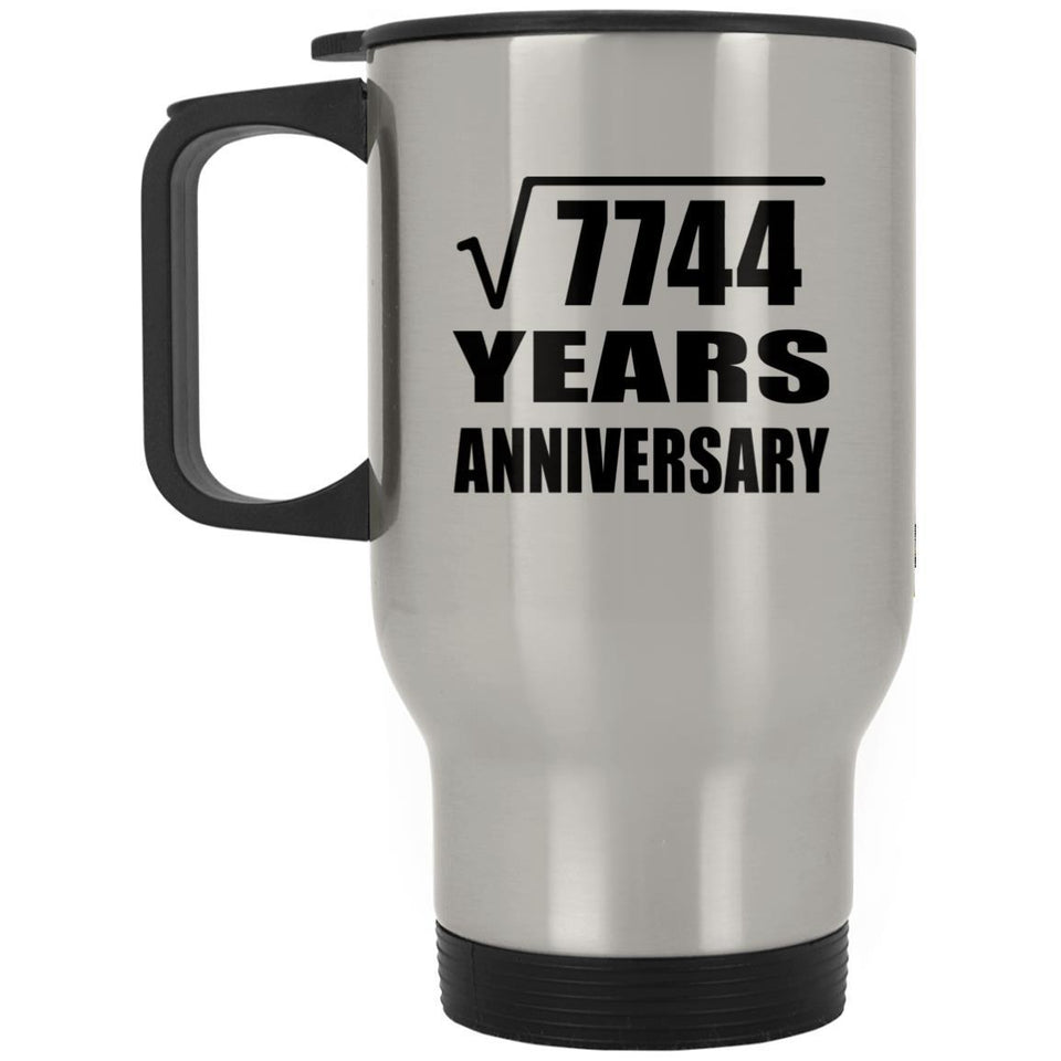 88th Anniversary Square Root of 7744 Years Anniversary - Silver Travel Mug