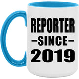 Reporter Since 2019 - 15oz Accent Mug Blue